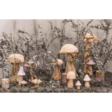 Natural Wooden Mushroom Decor Various Sizes